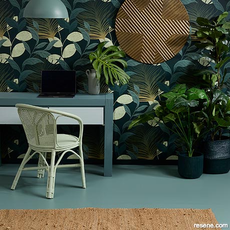 A tropical themed home office