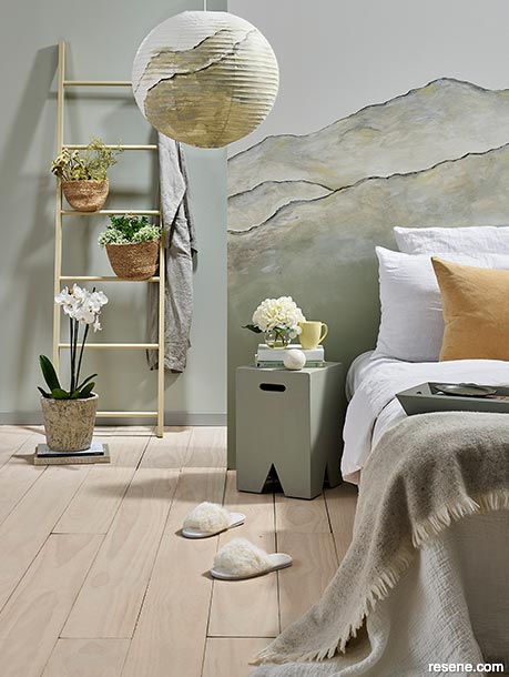 A bedroom with a blend of tonal colours