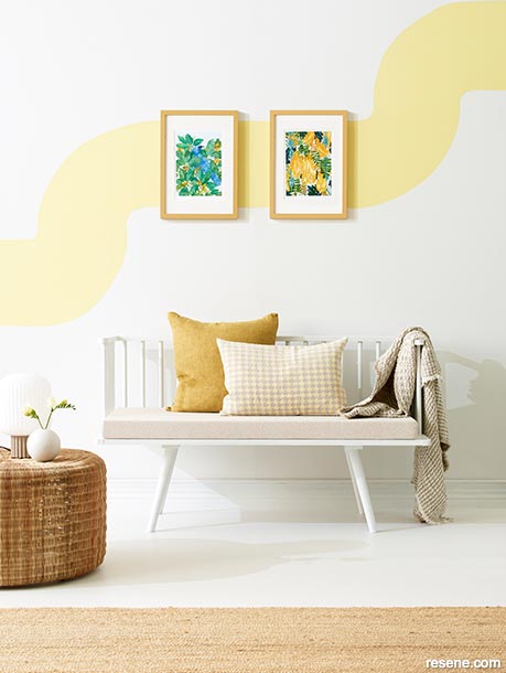 Interior wall with a simple sweep of bright colour