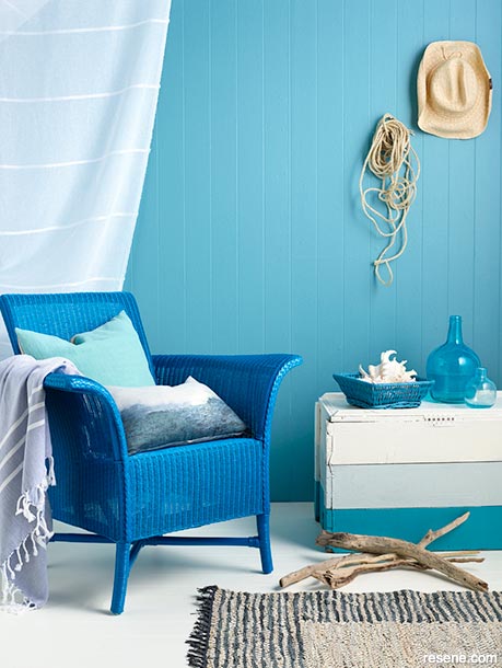 A beachy blue home interior
