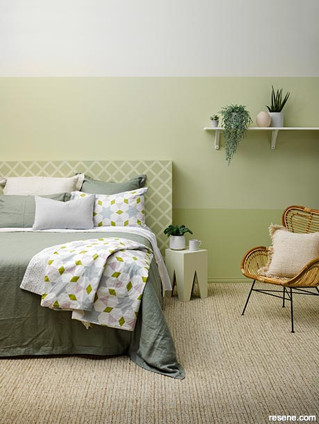 A fresh green bedroom