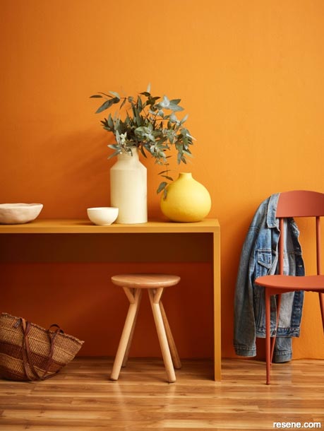 A deep orange interior colour scheme