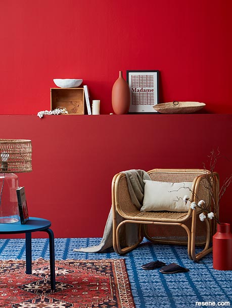 A blue and red lounge - African inspired colour scheme
