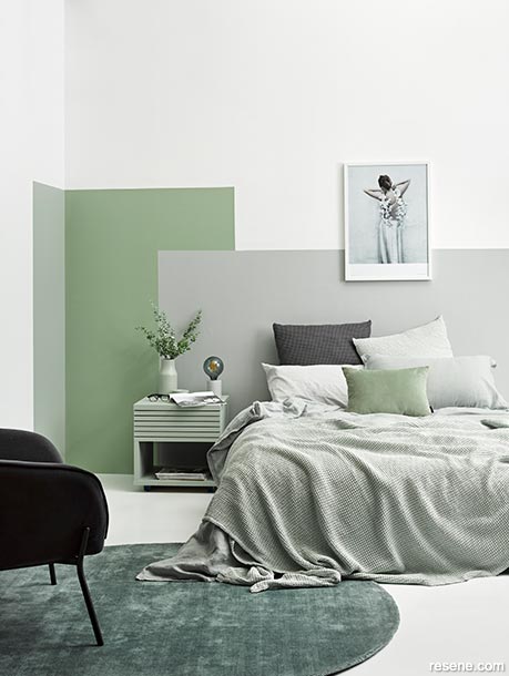 A romantic silvery green bedroom