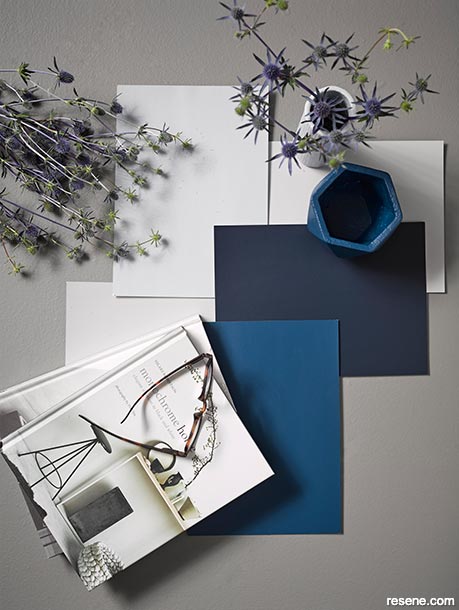 Moodboard anchored by moody blues