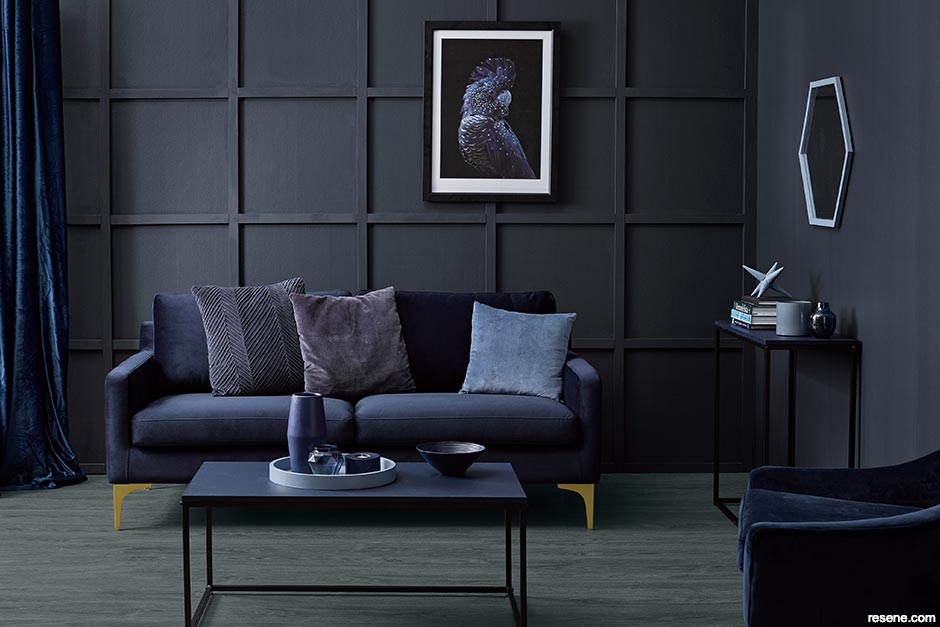 A sultry black-blue lounge