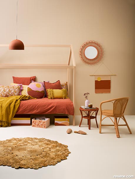 A bedroom painted with sunset shades