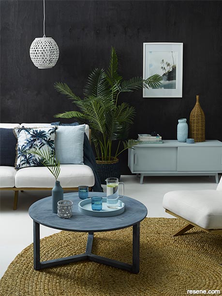 A black and light blue lounge