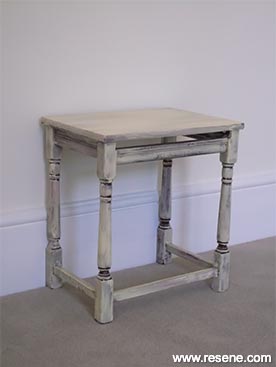 Give an old wooden side table a shabby chic makeover