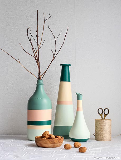Painting vases in fashionable Resene colour