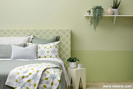 Painting a green striped bedroom wall