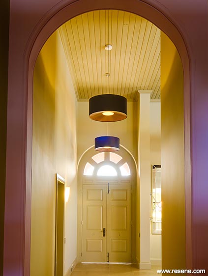 Dramatic painted arched hallway