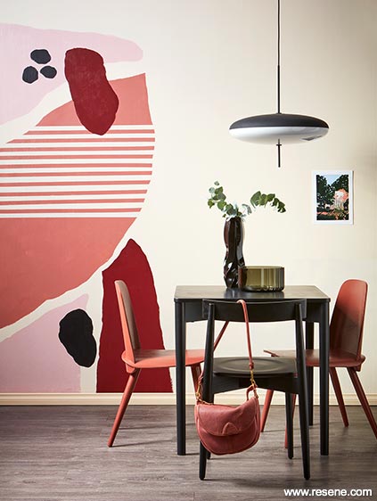 Abstract red mural - dining room
