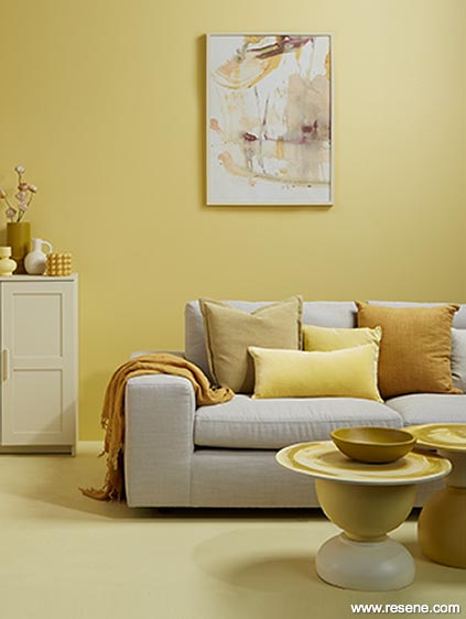 A yellow lounge in Resene Chenin