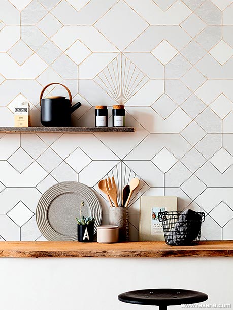Painting geometric wall designs in your kitchen