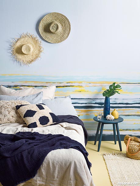A beachy bedroom mural