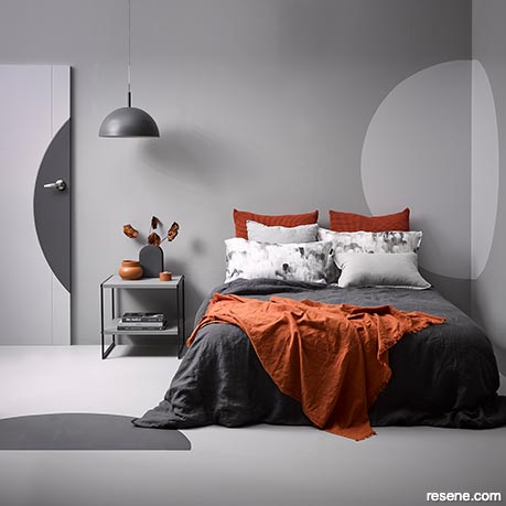 A luxury silvery grey bedroom