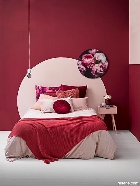 A romantic red and pink bedroom