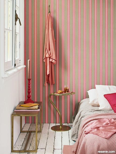 Wallpaper with a pink stripe pattern