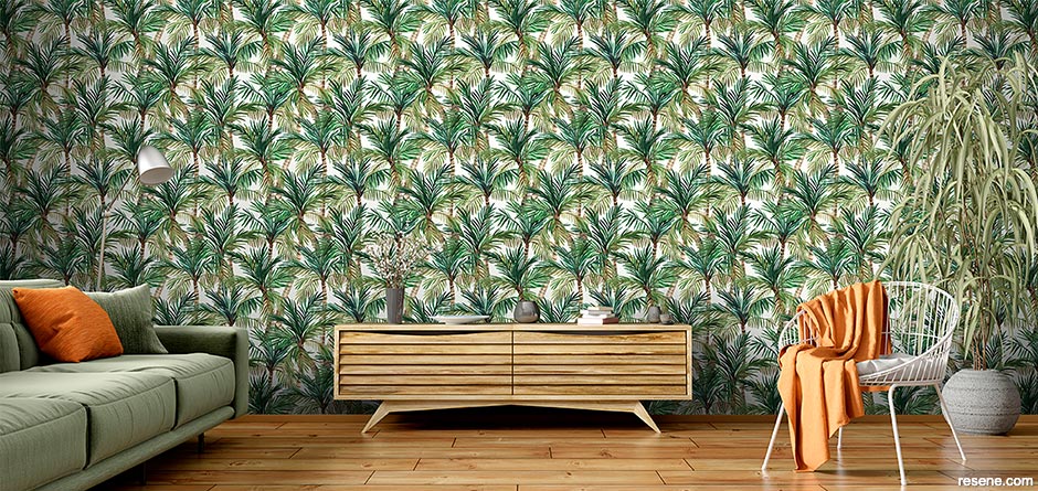 Recreate the feel of a cool tropical escape with Resene Wallpaper Collection M37904