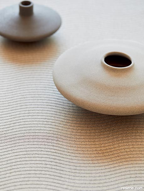 Wallpaper resembles a manicured Japanese zen garden