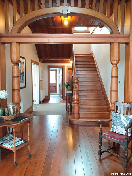 An elegant stairway with finished timber