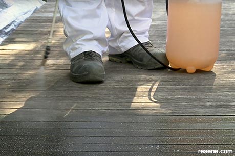 How to wash and stain a timber deck - step 1