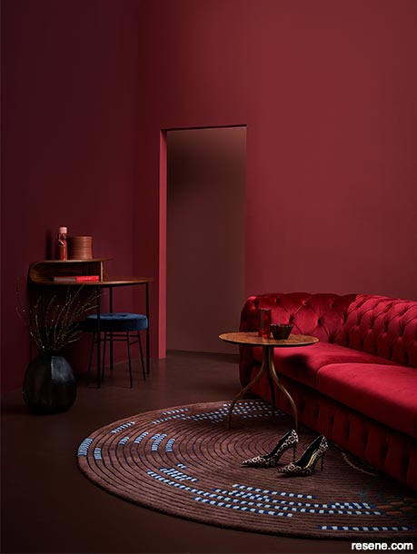 A chic deep wine red interior