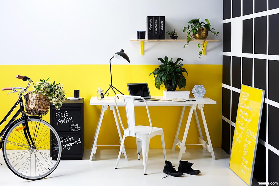 Bright yellow adds vibrancy to this monochromatic scheme
