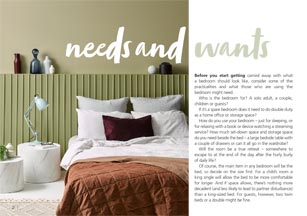 Needs and wants for your bedroom