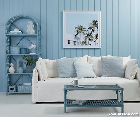 A beach blue living room