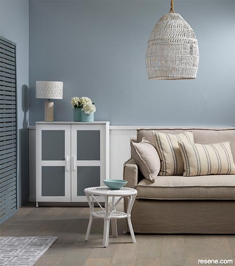 A grey Hamptons style lounge