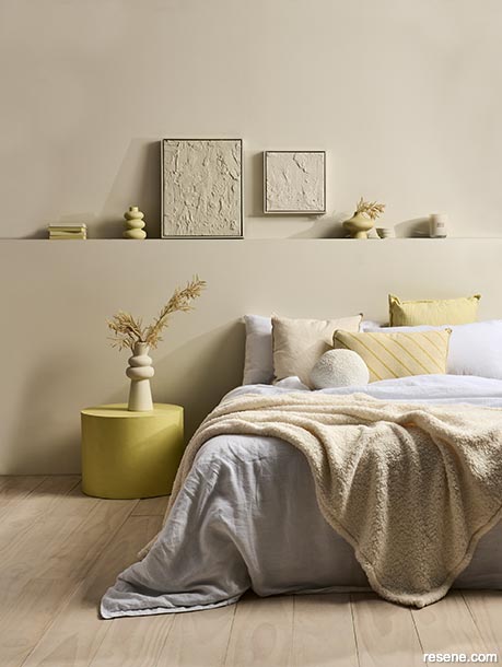 Muted yellow bedroom