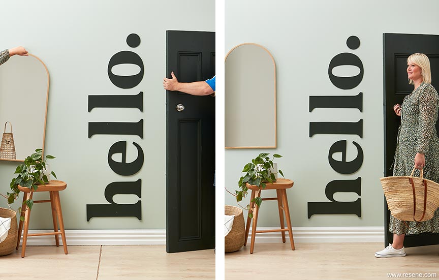 Make your entranceway a real welcoming space with a text mural