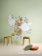 Wallpaper and paint floral mural