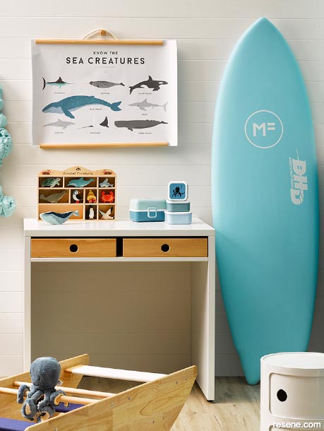 An ocean themed kids bedroom