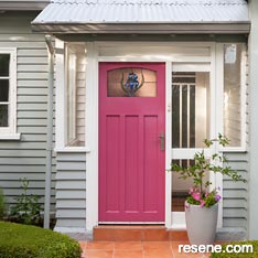 The perfect pink door, inspired by an iris, in Resene Rouge