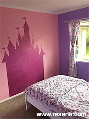 Girls room - painted princess castle mural