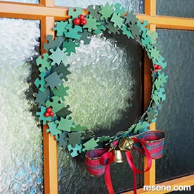 Jigsaw Christmas wreath