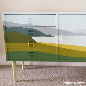 Paint a retro mural on a sideboard