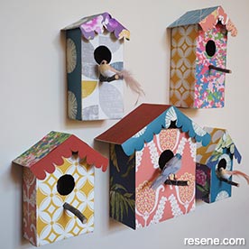 Decorative wallpaper birdhouse