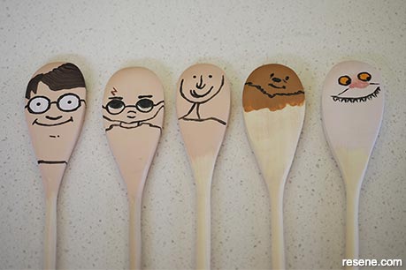 Wooden spoon puppets for kids - Step 3