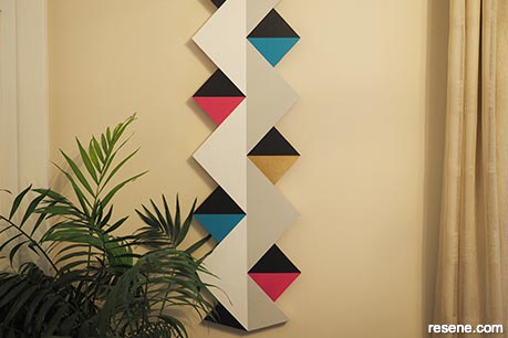 Geometric wooden wall art - Finished project