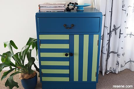 DIY striped cabinet - Finished project