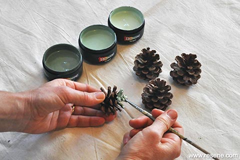 Step 1 - Paint pinecones