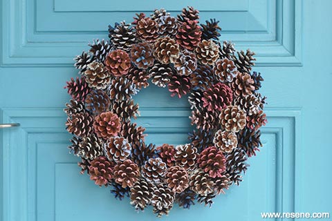 A pinecone wreath