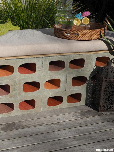 How to make a concrete block bench seat