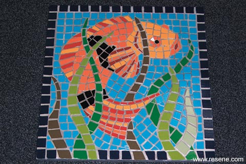 Mosaic tile picture of a fish