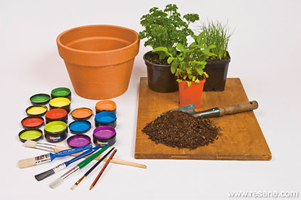 Supplies for kids pot plant