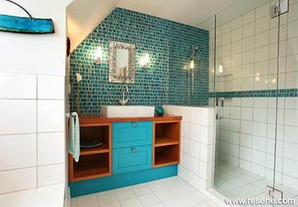 Turquoise bathroom - quirky tiles